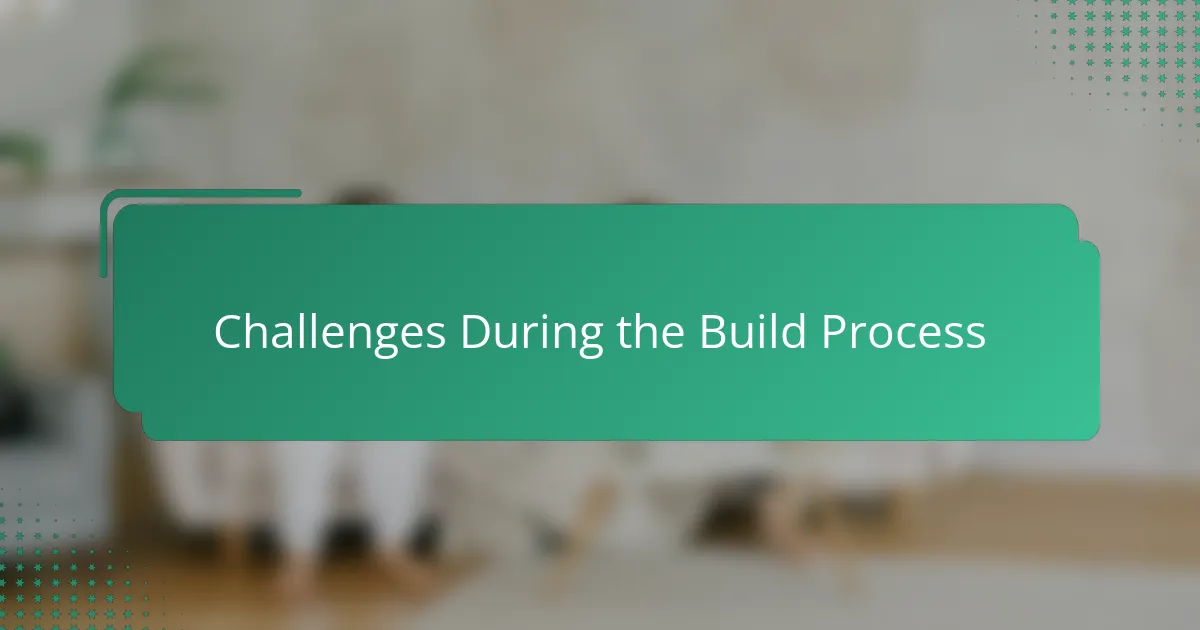 Challenges During the Build Process