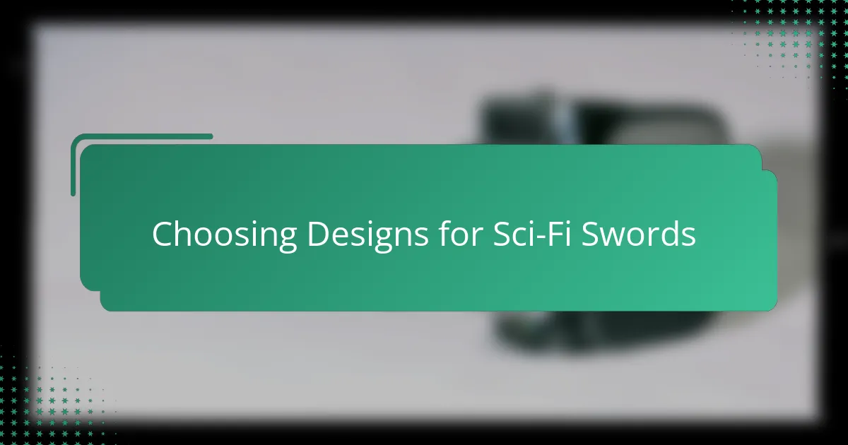 Choosing Designs for Sci-Fi Swords