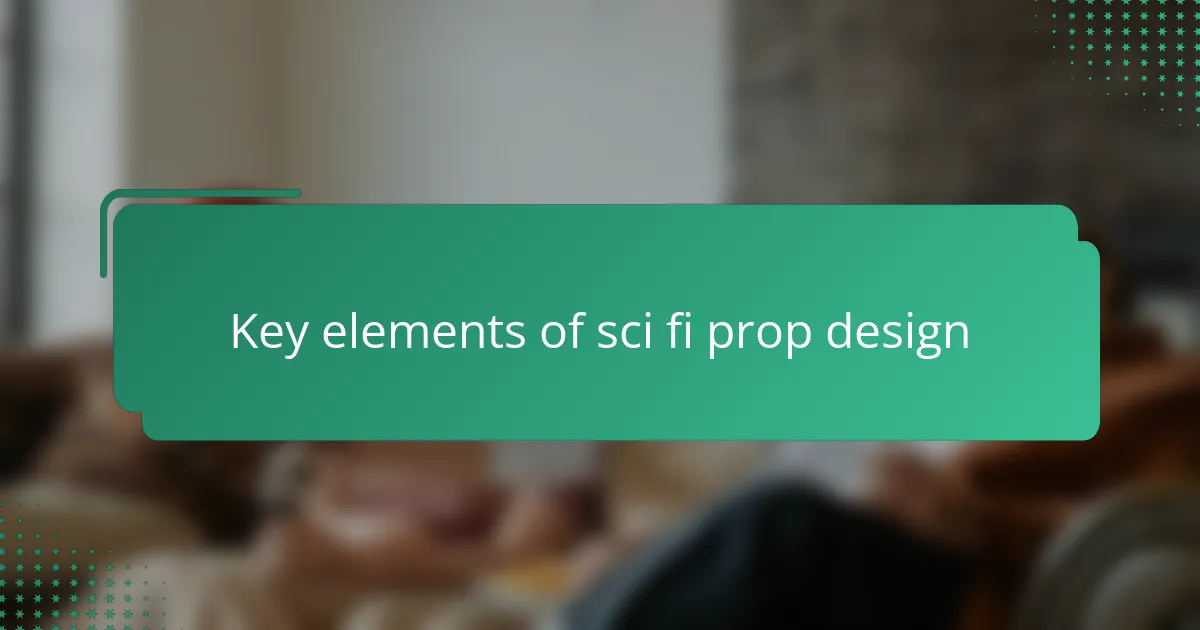 Key elements of sci fi prop design