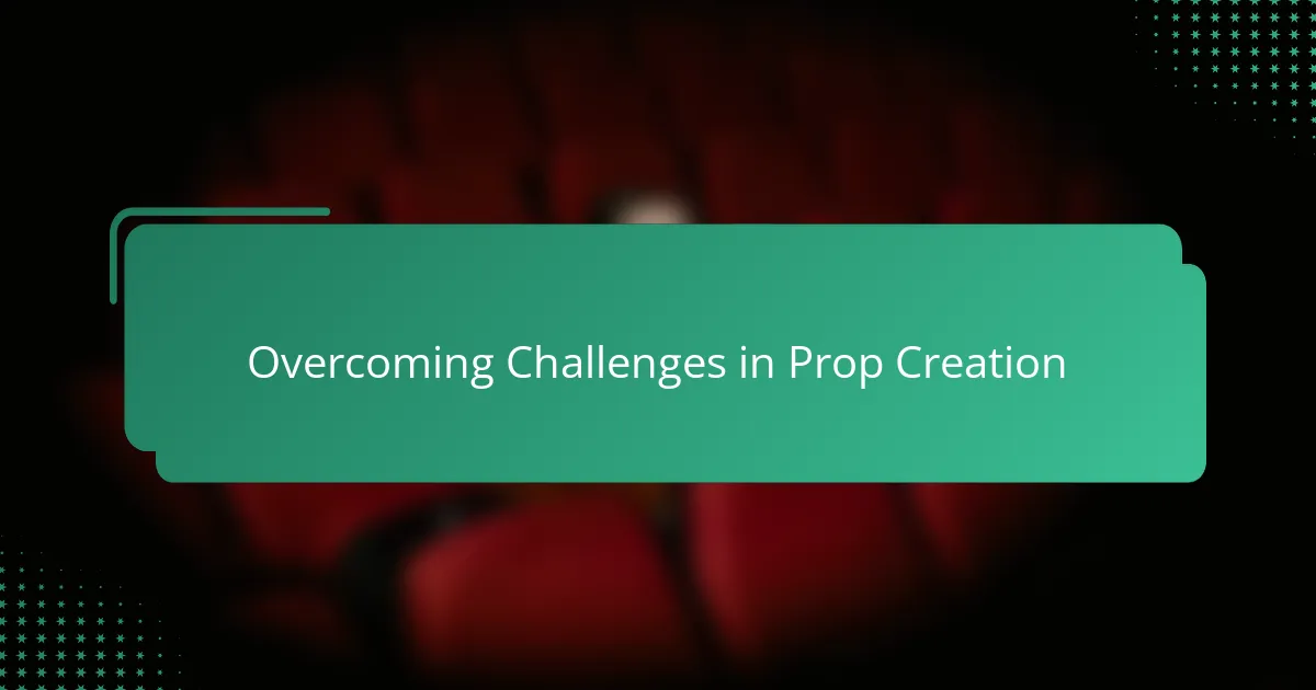 Overcoming Challenges in Prop Creation