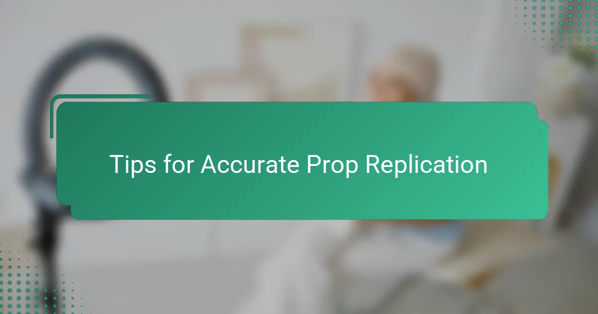 Tips for Accurate Prop Replication