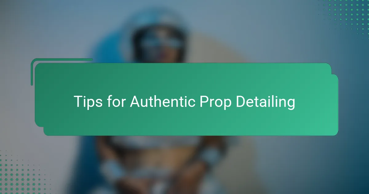 Tips for Authentic Prop Detailing