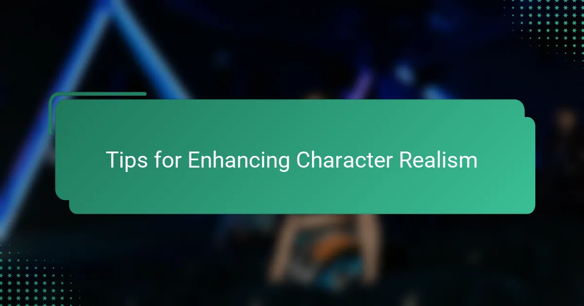 Tips for Enhancing Character Realism
