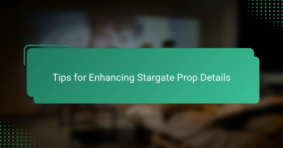 Tips for Enhancing Stargate Prop Details