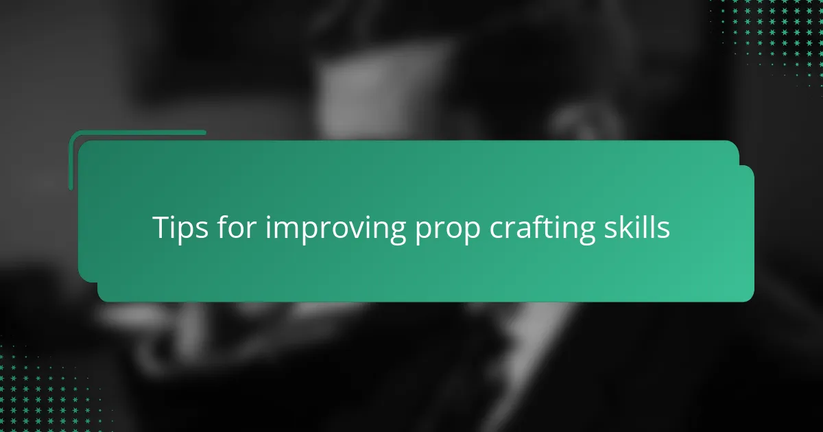 Tips for improving prop crafting skills