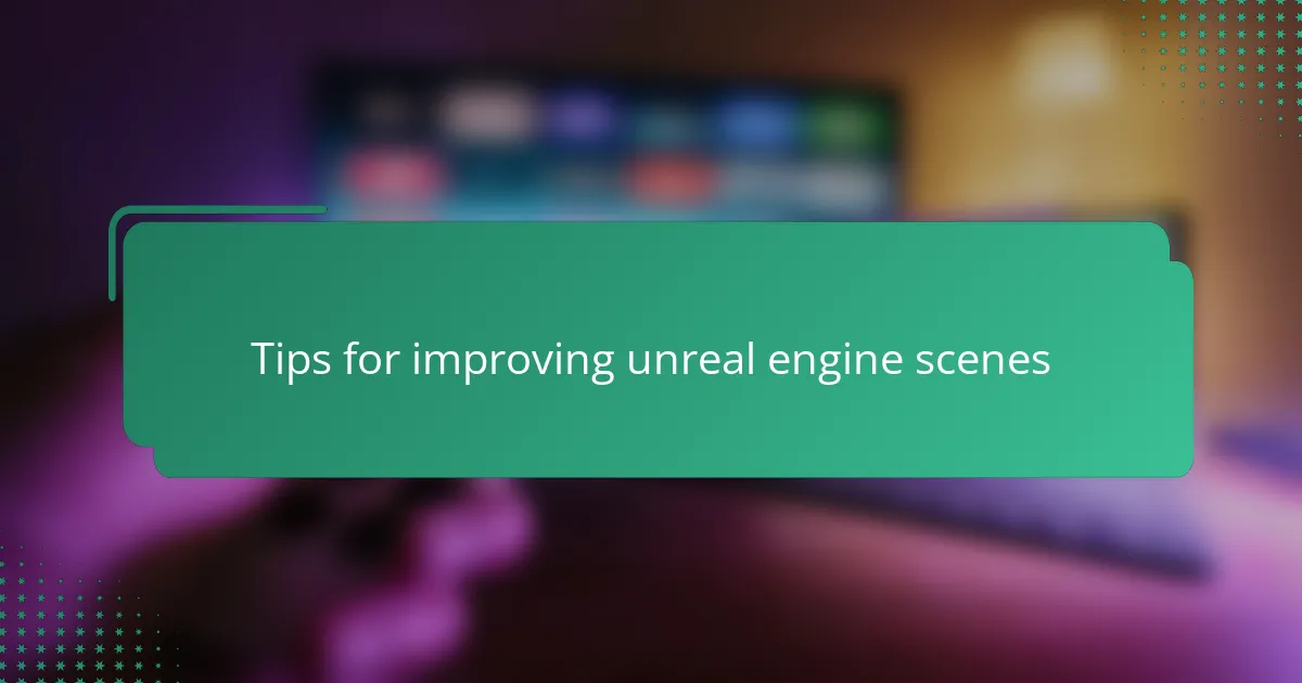 Tips for improving unreal engine scenes